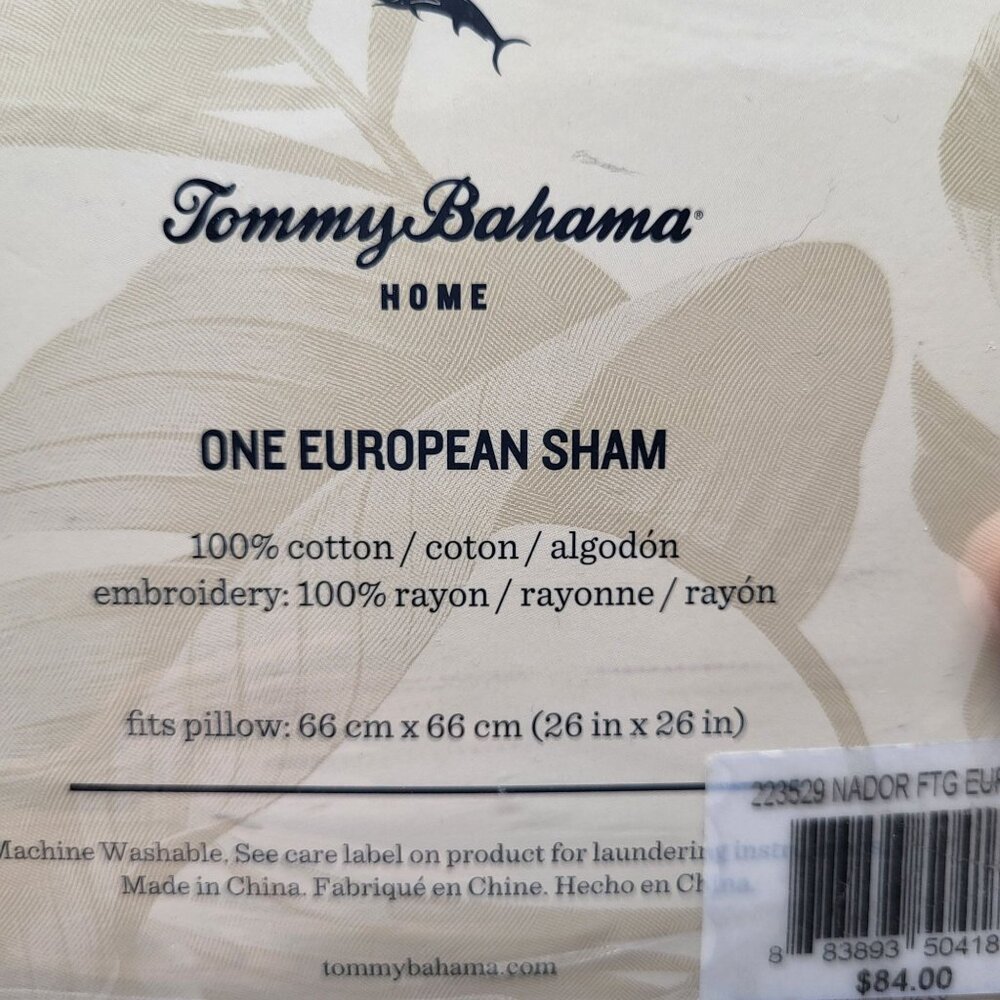 Tommy Bahama Home Nador Cotton European Pillow Sham (ONE) Green 26 in x 26 in - Picture 5 of 6